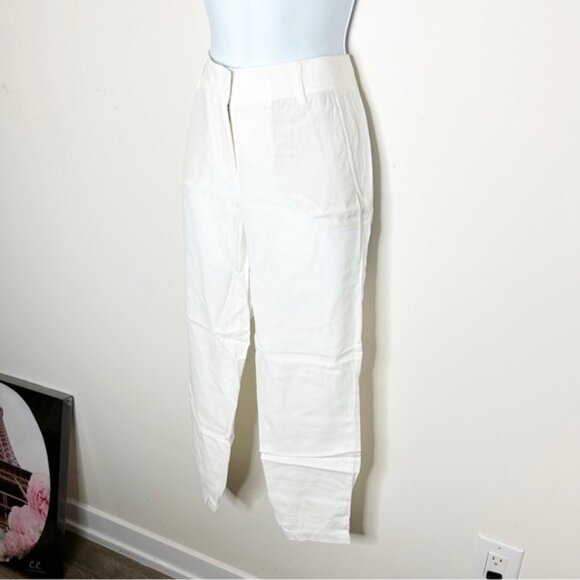Aritzia Babaton Pants Straight Skinny Leg cuffed ankle Off white Tapered Trouser - Picture 12 of 16
